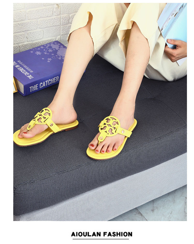 TB皮革人字拖鞋女鞋夏季美国大牌时尚女士凉拖鞋slippers欧美跨境详情7
