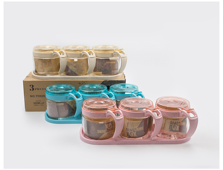 Wholesale glass round four-color glass bottles, daily necessities, kitchen sorting, seasoning boxes, seasoning bottles, self-sold by the manufacturer pic 16