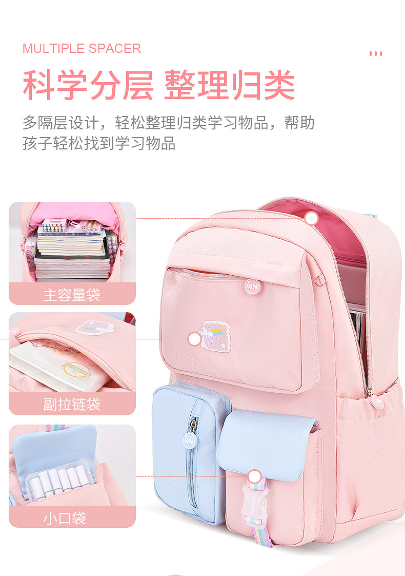 2021 nuevo bolso de escuela escuela primaria niña 1-3-6 grado niños súper ligero reducción de peso princesa mochila fabricante al por mayor pic 7