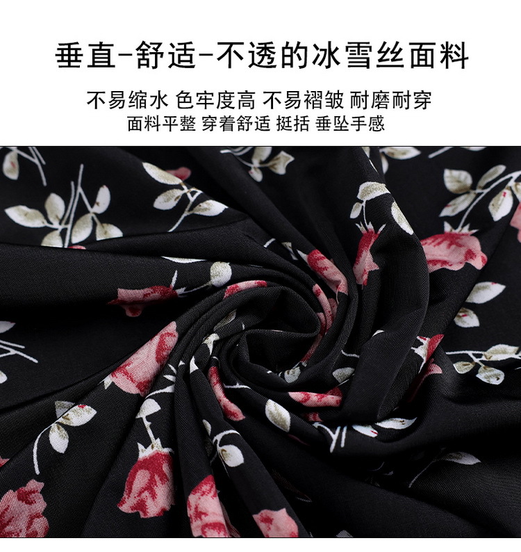 中老年女装半身裙冰丝薄款碎花中长款太阳裙妈妈装夏季广场舞蹈裙详情1