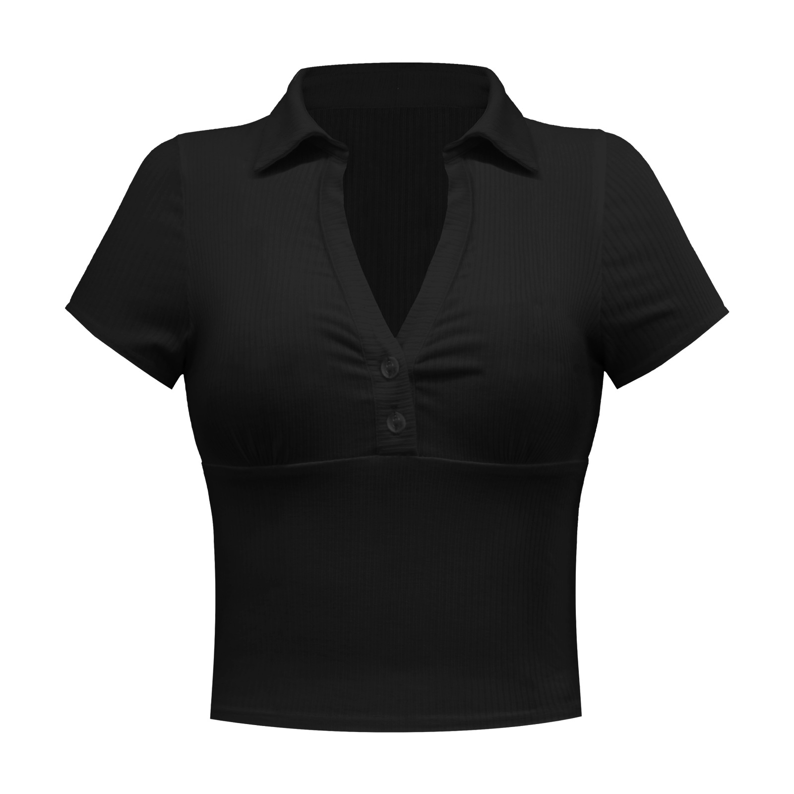 Moda europea y americana verano mujer retro chic recorte de la cintura sudadera corte corto polo manga corta casual camiseta top pic 12