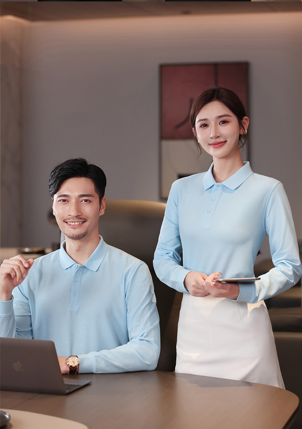 精梳棉长袖POLO衫定制工作服订做商务翻领企业公司文化衫广告衫详情2