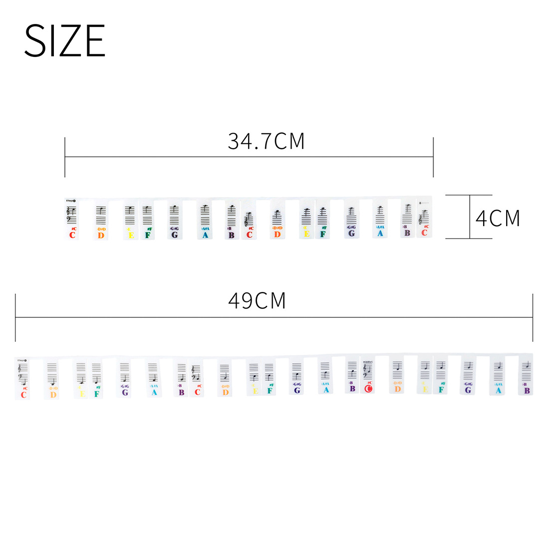 SLADE 88键61键钢琴贴硅胶可拆卸免粘电子琴键盘贴音符条乐谱指南详情3