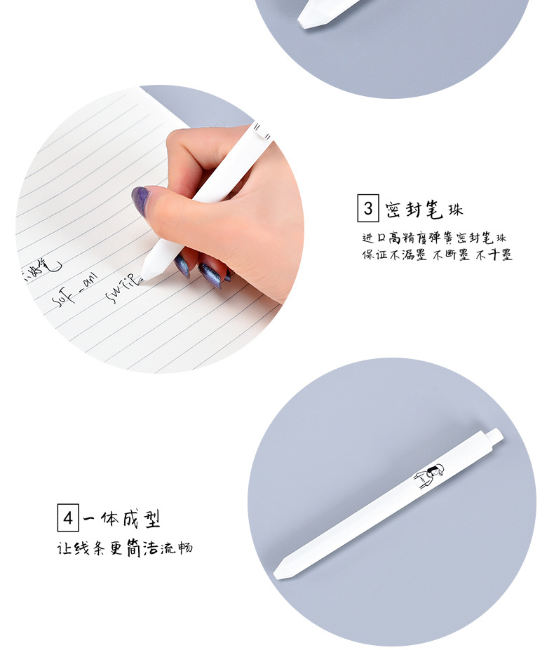 Zhongfan ZF1810 triangular rod signature Pen, plastic creative stationery, quick-drying gel pen wholesale pic 12
