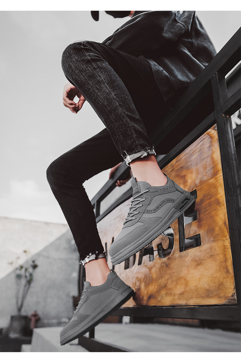 简约青年网布板鞋平底透气休闲运动鞋春夏季低帮系带百搭男鞋新款详情21