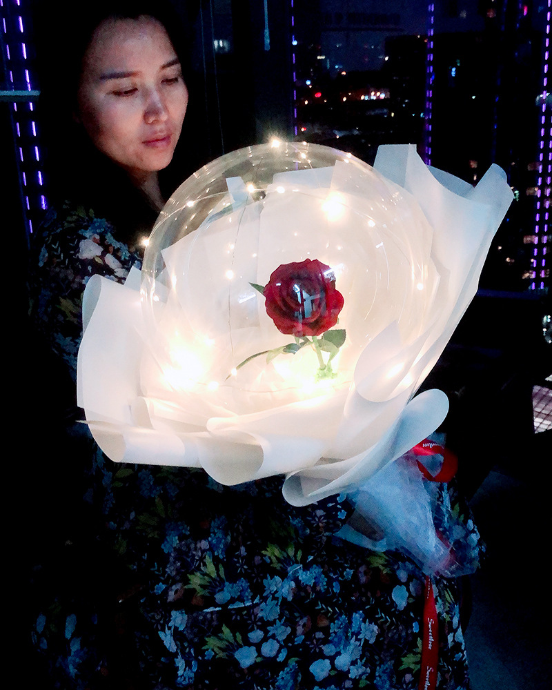 网红玫瑰花波波球花束正圆超透明弹性无痕BOBO球18 22 寸宽口详情5