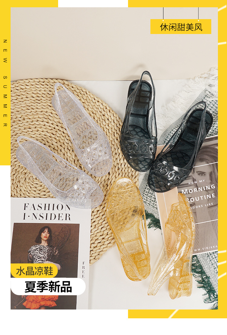 夏季洞洞鞋女坡跟休闲时尚鱼嘴塑胶凉鞋女软底防滑学生沙滩工作鞋详情1