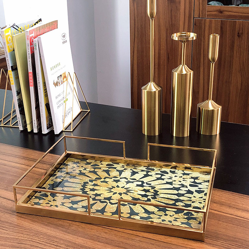 European-style light luxury metal model room tray ornaments, tea trays, coffee tables, storage and storage items, and soft furnishings for the model room pic 5
