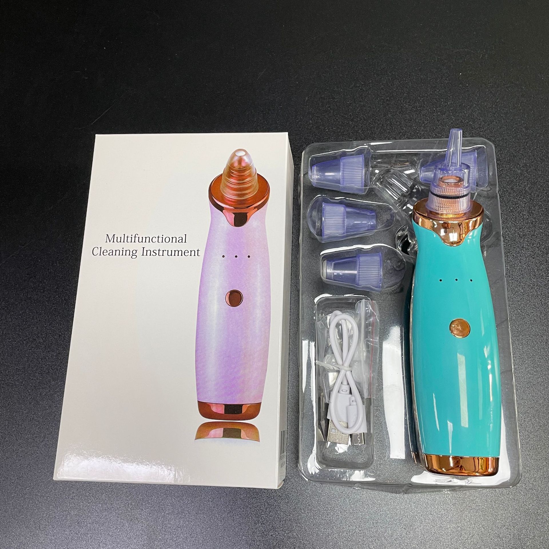 Blackhead suction device, electric facial hot compress skin peeling machine, portable beauty cleansing device, acne removal device, pore cleaner, exclusively for export. Exclusively for export pic 2