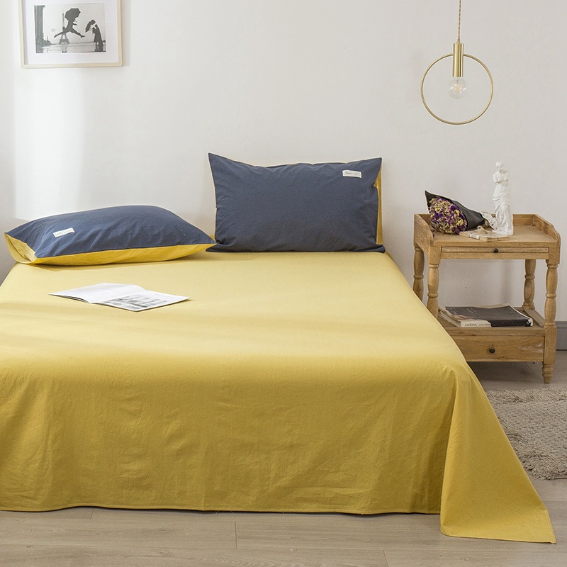 100纯棉撞色双拼四件套床上用品被套床单床笠适合裸睡四季通用详情41