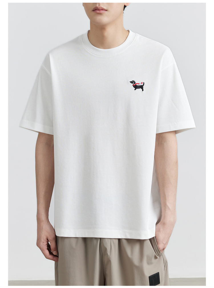 速干冰丝棉 圆领丝光刺绣凉感短袖t恤男2024夏季新款潮半袖体恤衫详情19