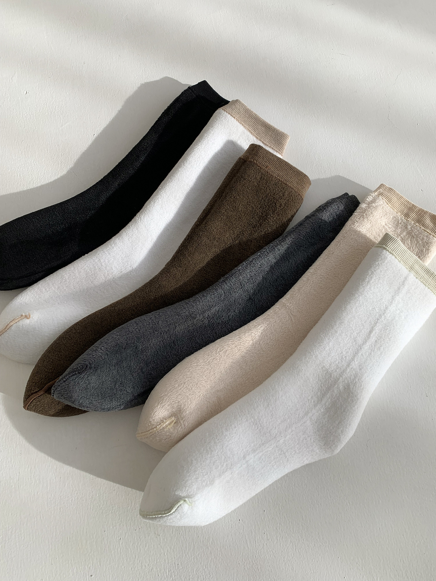 Unisex couple style fleece and thickened warm snow socks, mid-length home cotton socks, postpartum socks, floor socks pic 16