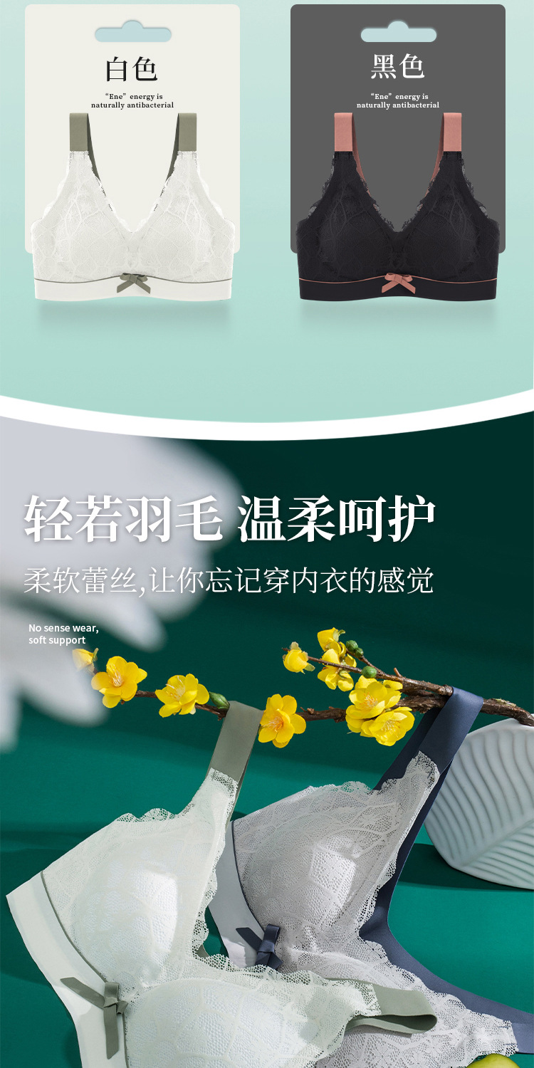 大码文胸200斤m高弹无痕蕾丝内衣女无钢圈防下垂运动睡眠薄款胸罩详情12