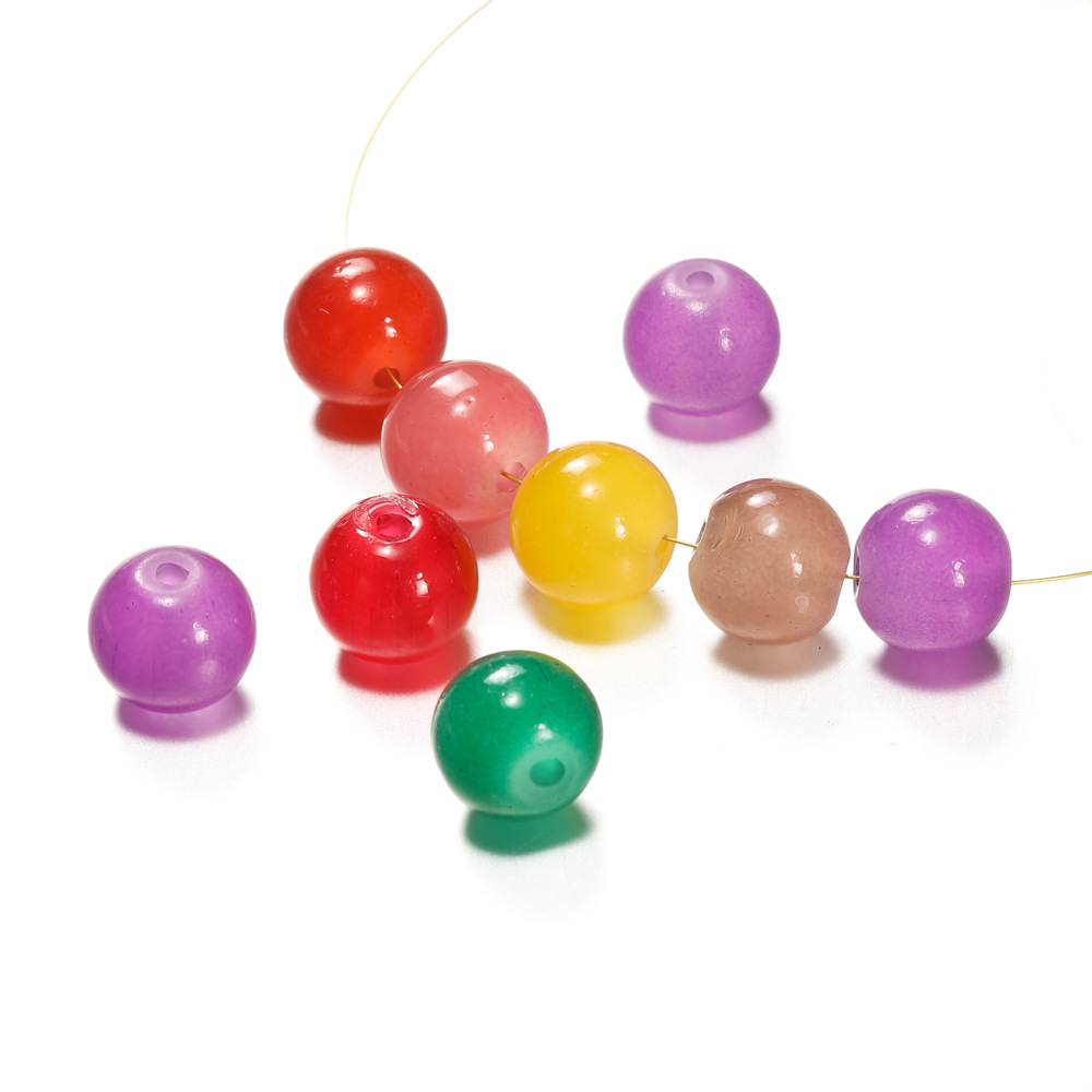 10mm imitation jade glass beads, round beads, loose beads, diy bracelet material accessories, glass beads, imitation agate beads, string beads, matching beads pic 14