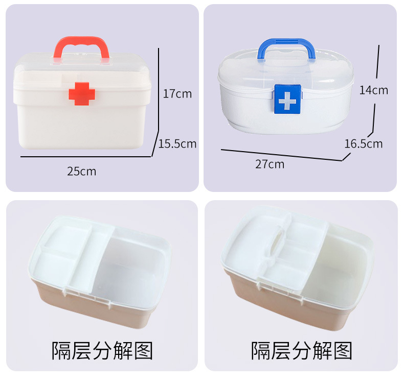 Family wholesale medicine box, large plastic storage medicine box, portable family medicine box, medicine box can be printed with LOGO pic 15