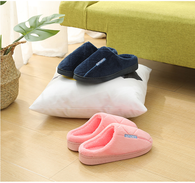 2020 New style cotton slippers for men, thick-soled for indoor warmth and anti-slip, home use, plush slippers for women and couples pic 11