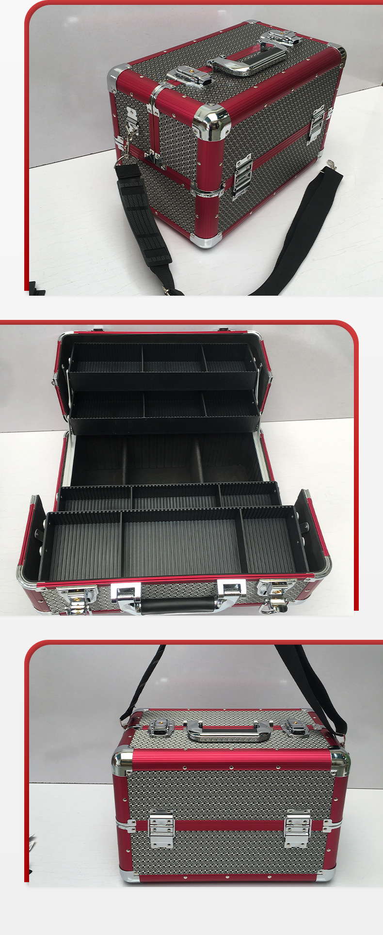 Nail art box, professional makeup artist suitcase, multi-layer tattoo toolbox, aluminum alloy portable makeup box pic 13