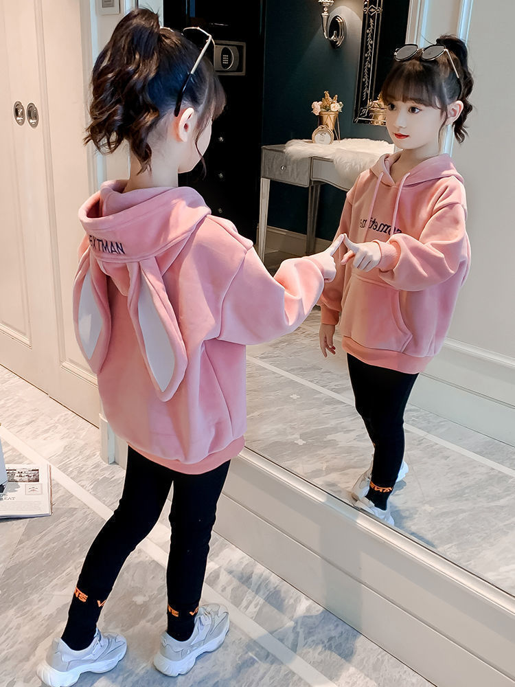 New plush and thickened hoodies for girls in autumn and winter. Stylish and warm tops for little girls and hoodies for big kids in winter pic 6