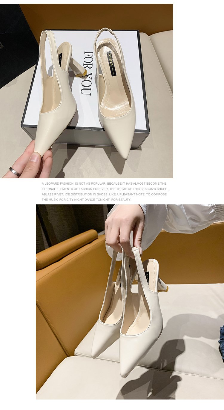 2023春夏季新款尖头高跟鞋女细跟包头凉鞋后空浅口单鞋女详情79