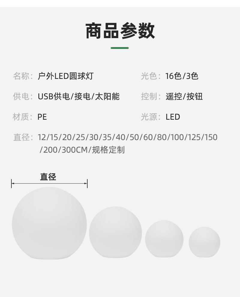 LED light-emitting spherical lamps, creative lawn decoration, seven-color outdoor landscape, PE spherical lamps, spherical LED decorative lamps pic 14