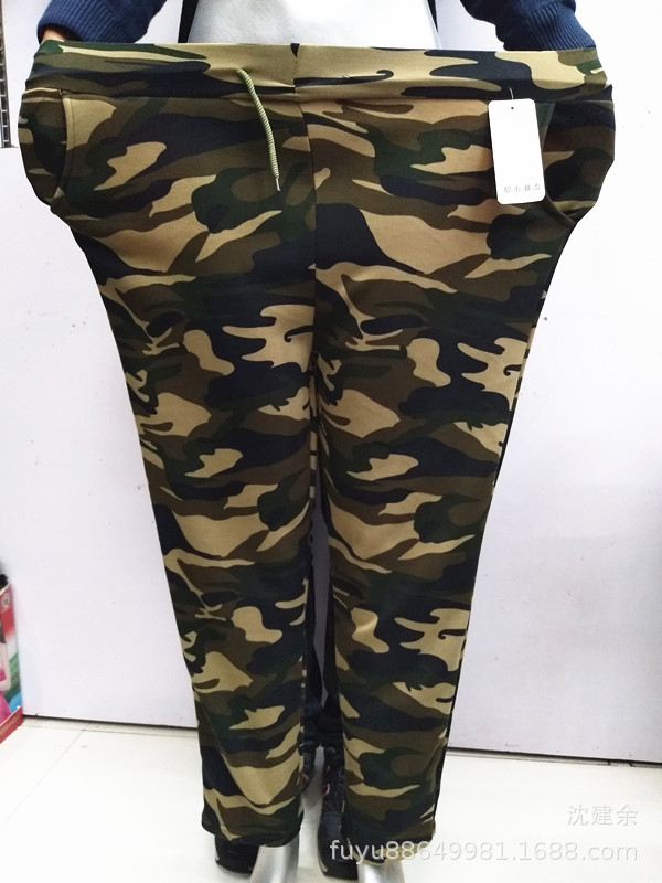 For middle-aged and elderly women in autumn and winter, add fat, oversized, brushed, drawstring camouflage pants, and add fleece milk silk casual leggings for small feet pic 4