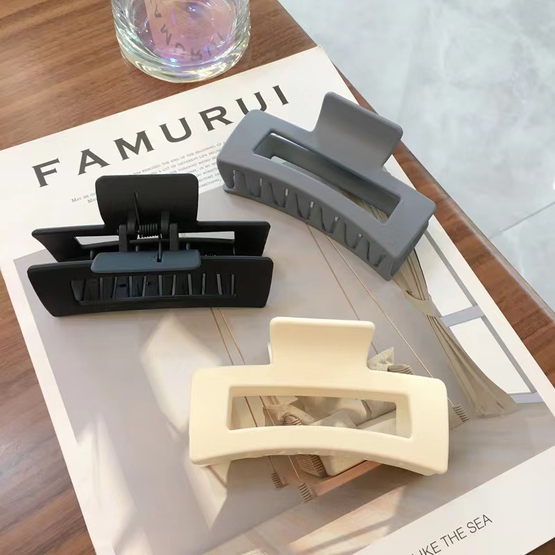 夏季超大号抓夹女糖果色13cm方形发夹后脑勺发量多鲨鱼夹头饰批发详情2