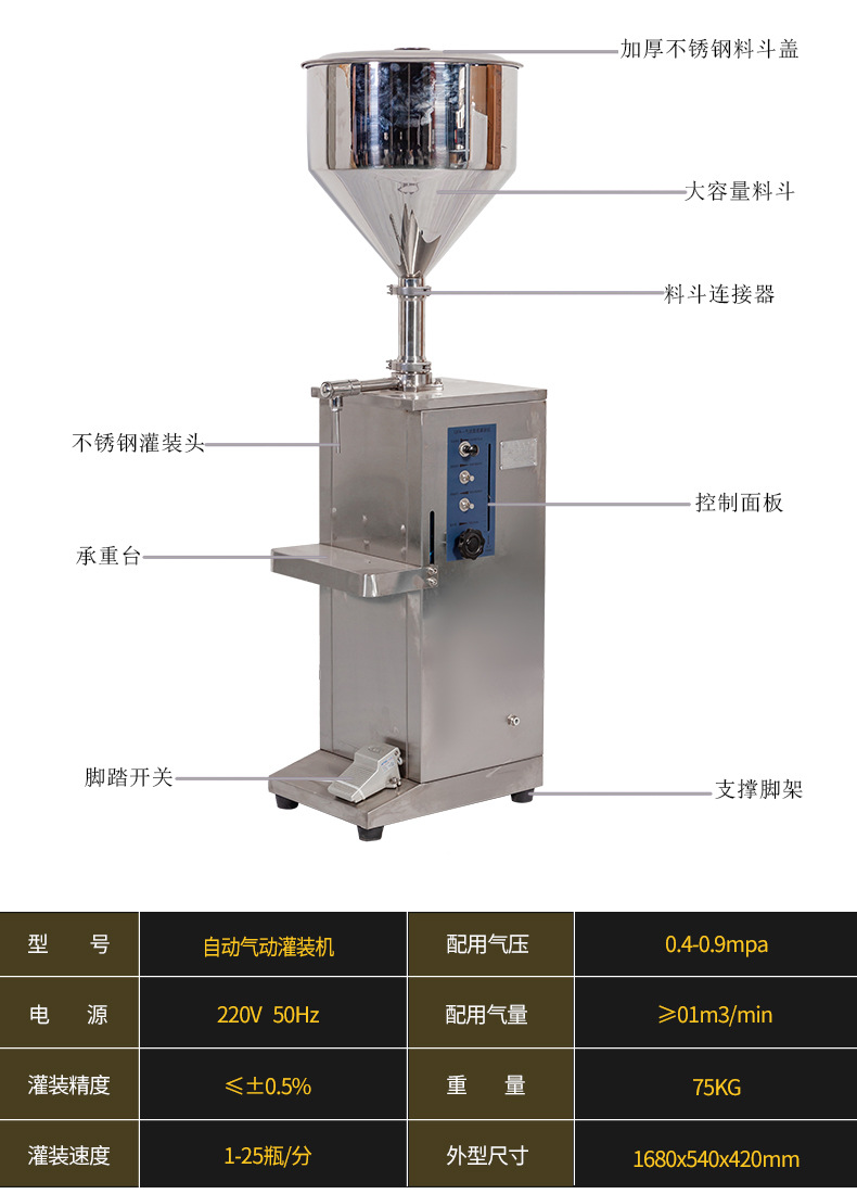 Zhongyong vertical pneumatic paste filling machine, quantitative cosmetic essential oil honey toothpaste liquid filling machine pic 8
