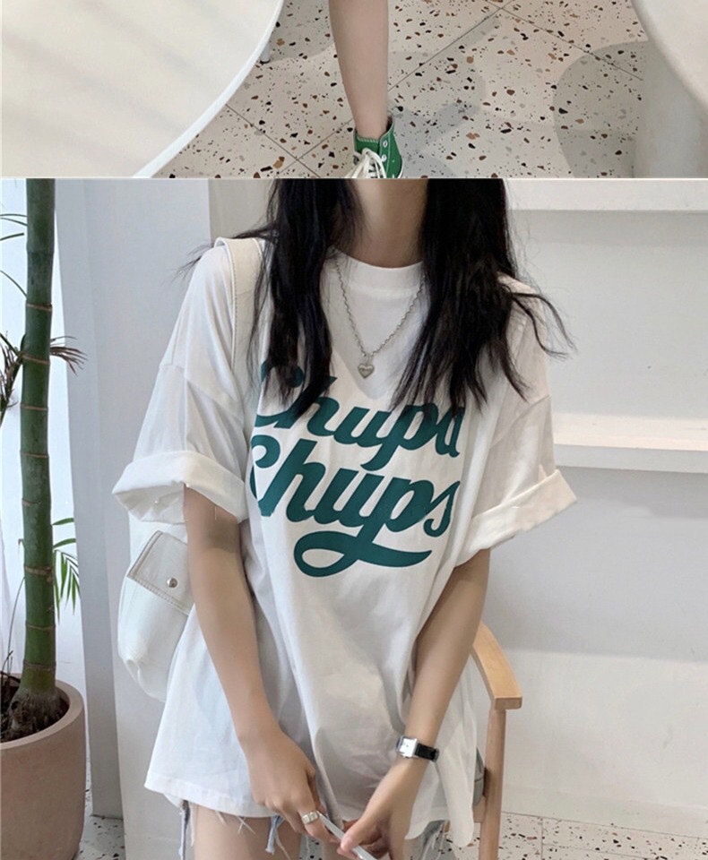 宽松圆领中长款短袖T恤女夏季时尚韩版棉质舒适减龄休闲上衣代发详情13