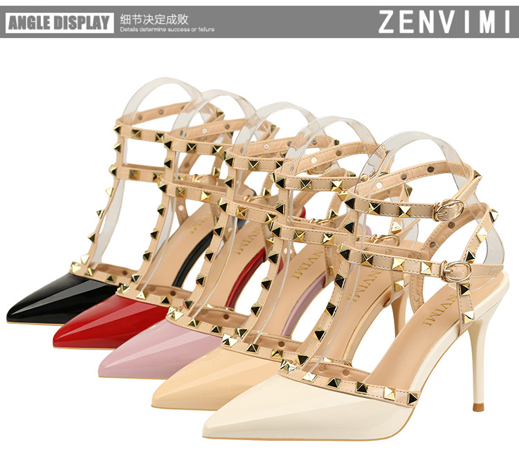 289-6欧美时尚铆钉女士尖头浅口高跟单鞋女式夏季新款凉鞋批发详情56