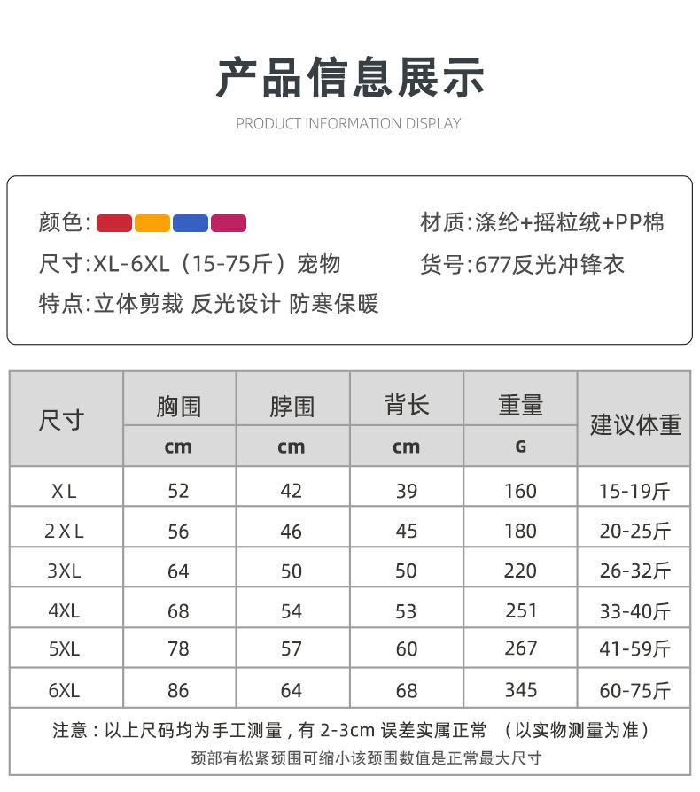 Cross-border pet clothing, reflective large dog windbreaker, warm dog clothes for autumn and winter, pet cotton-padded clothes in stock wholesale 677 pic 1