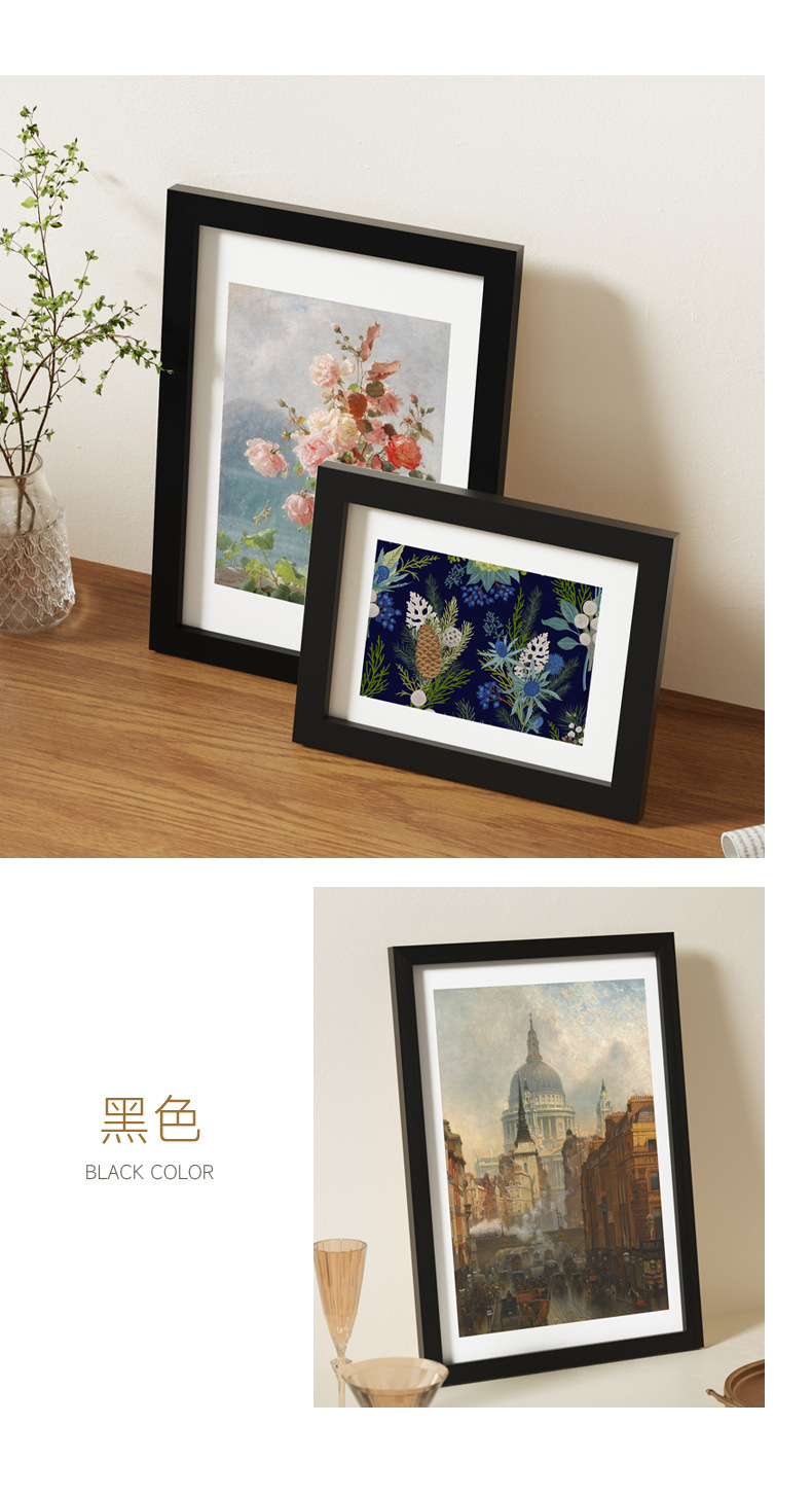 A 6-inch wooden photo frame stand for wall mounting, A3, A4 paper picture frame, 4-page, self-mounted large-sized oil painting frame, 12 inches pic 11
