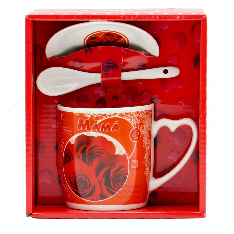跨境专供母亲节小礼品外贸西语母亲节陶瓷马克杯家用大容量水杯带柄勺杯盘套装妇女节送妈妈的礼物支持多语做客logo厂家直销详情4