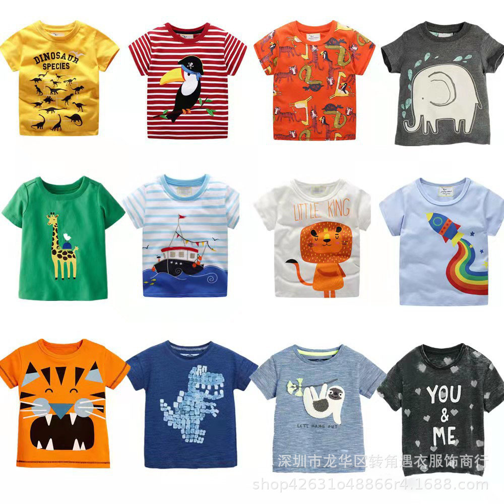 Summer Korean short-sleeved T-shirts for small and medium-sized children are being cleared out for export to Southeast Asia pic 3