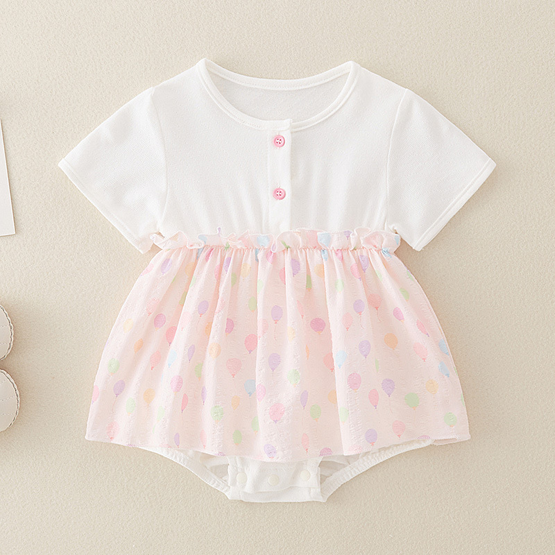 婴儿衣服夏季薄款a类纯棉男宝宝短袖连体衣小熊哈衣爬服代发详情8