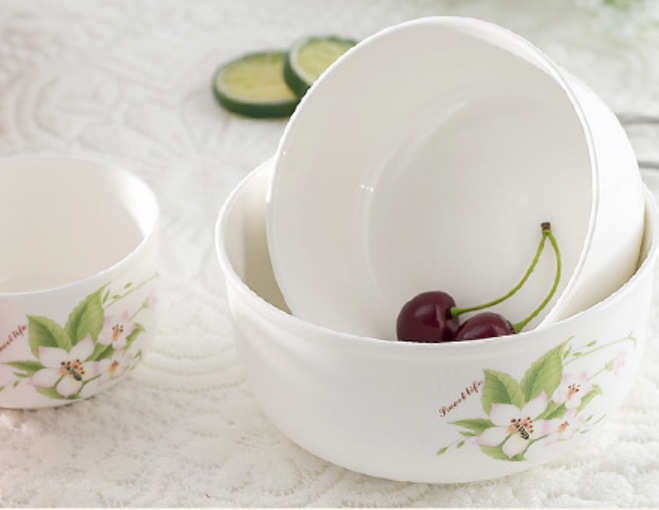 Three-piece ceramic fresh-keeping bowl set pic 2
