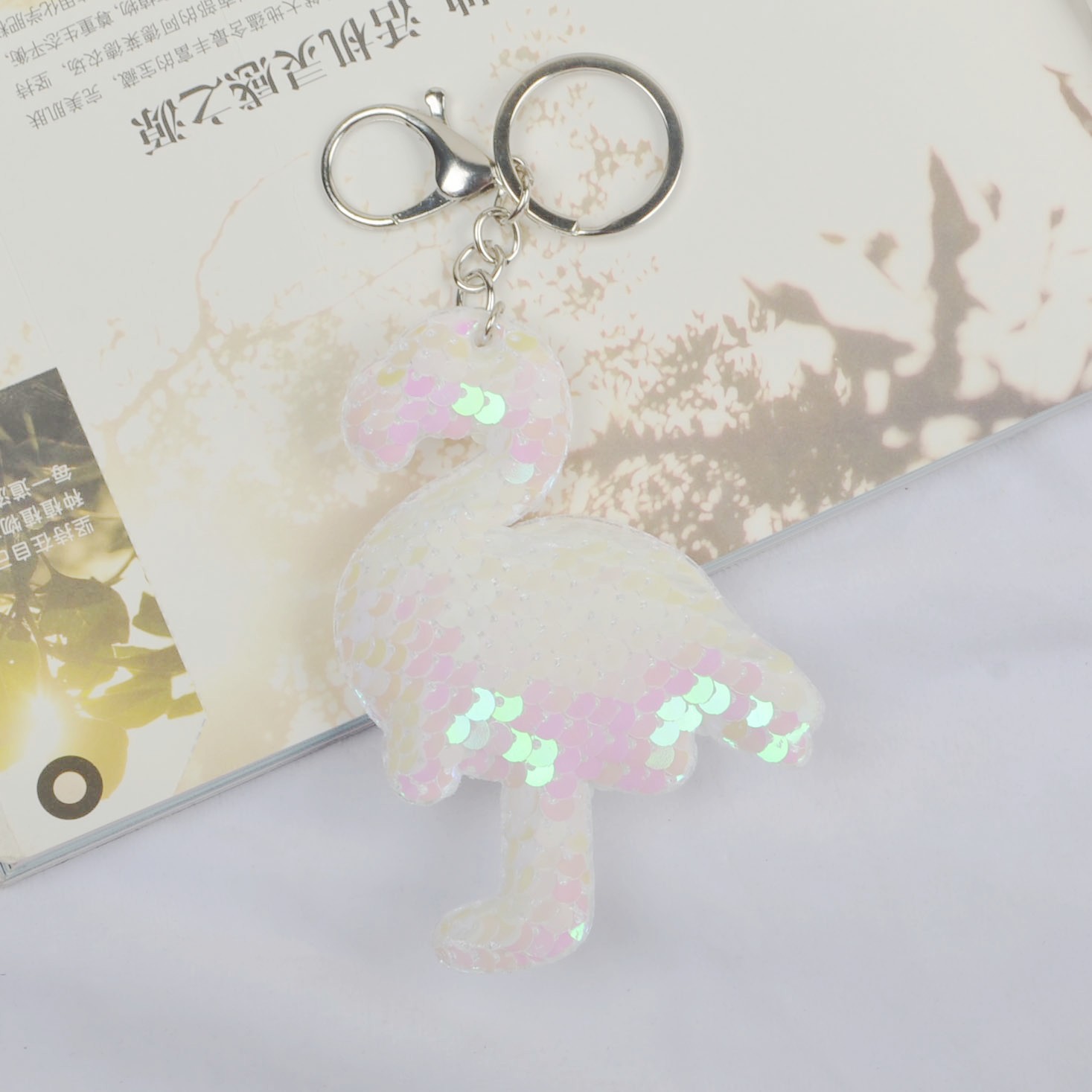 双面亮片包包独角兽海豚火烈鸟钥匙扣动物美人鱼礼品挂件跨境爆款详情36