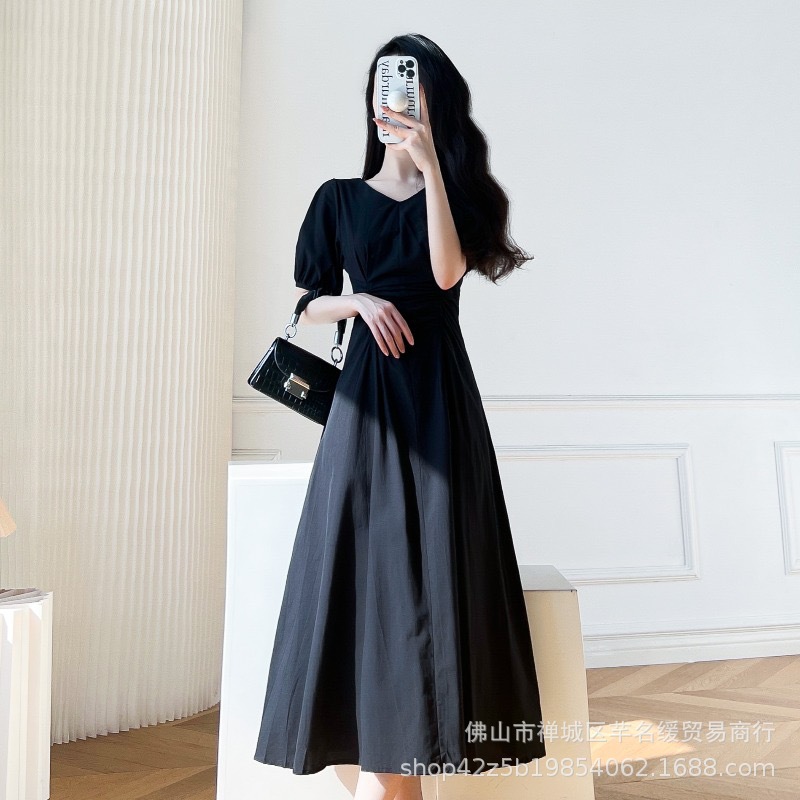 Early spring petite elegant dress for women 2023 summer waist-cinching and slimming lady chiffon floral mid-length dress pic 17