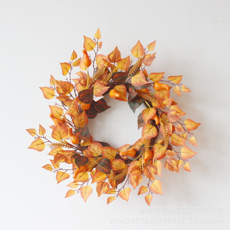 Desheng Cross-border E-commerce Factory supplies DIY wreaths and rings for the Gratitude Harvest Festival, Halloween, autumn maple leaves, pumpkin vines and garlands pic 8