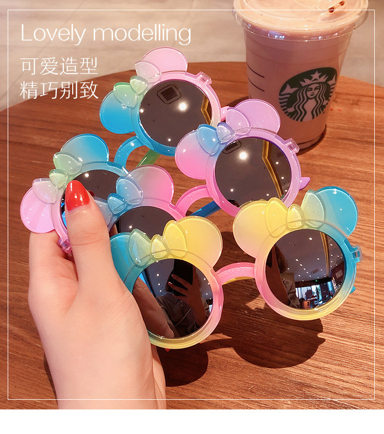儿童太阳镜可爱公主时尚渐变卡通墨镜男女童炫彩防晒遮阳潮流眼镜详情2