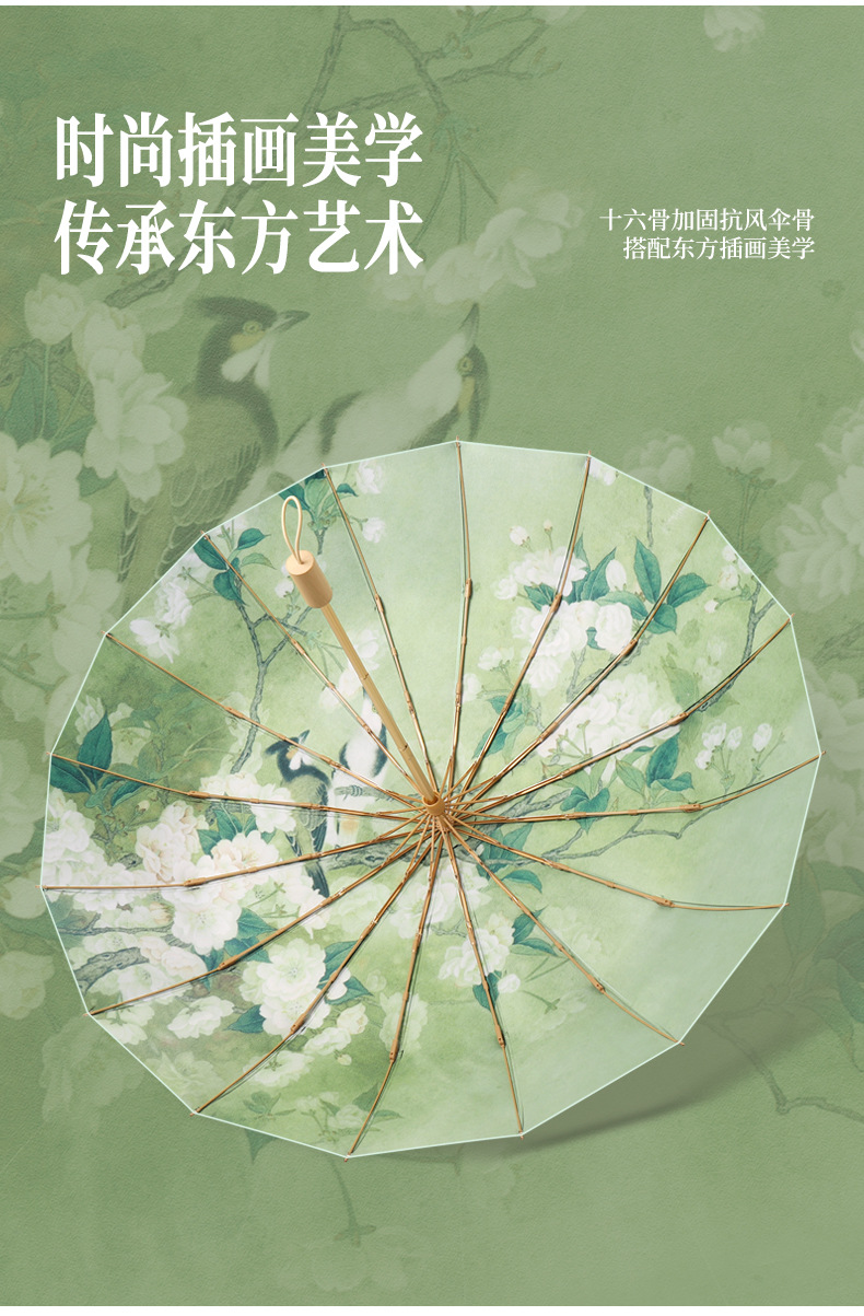 新款16骨三折手开彩胶创意时尚防晒遮阳晴雨伞现货防晒女太阳伞详情4