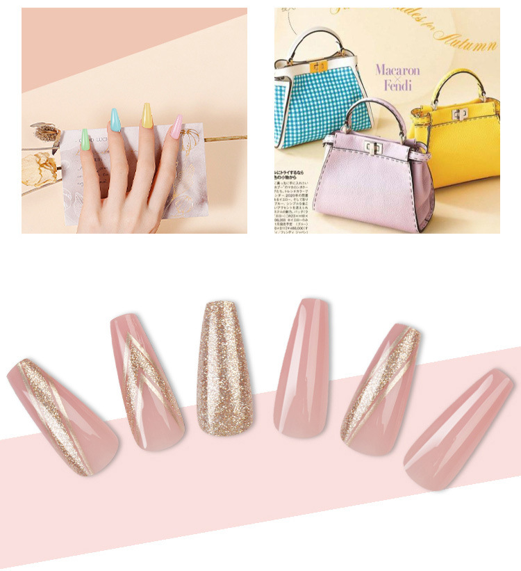 Wearable false nails, extra-long ballet nail patches, trapezoidal nails, popular nail art in Europe and America, French coffin nail patches wholesale, exclusive for foreign trade pic 14