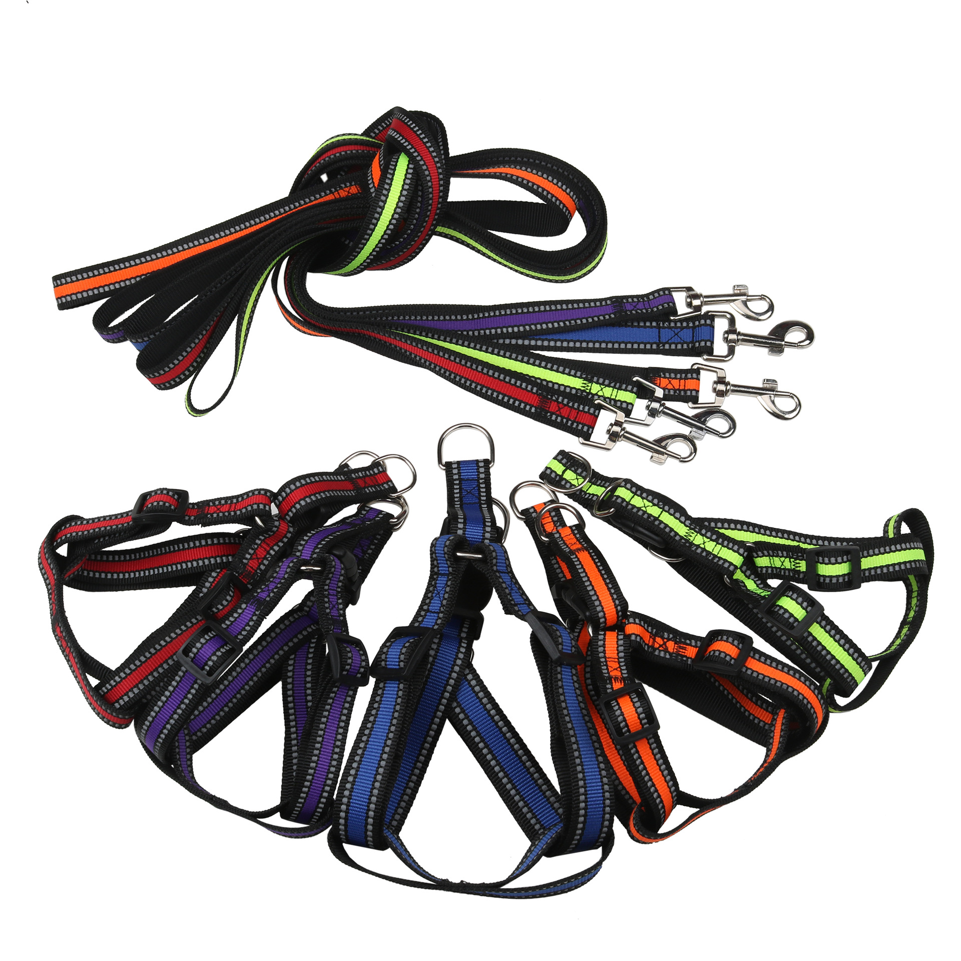 Pet dog leash, double-line reflective silk nylon leash, chest and back strap, small and medium-sized dog walking leash, dog chain, collar pic 16