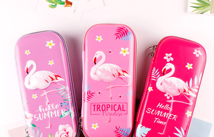 TOPSTHINK Disney 3D Flamingo EVA Large Capacity Pen Case for Children and Students Multi-compartment Cartoon Stationery Box Simple and Niche Silicone pen case pic 8