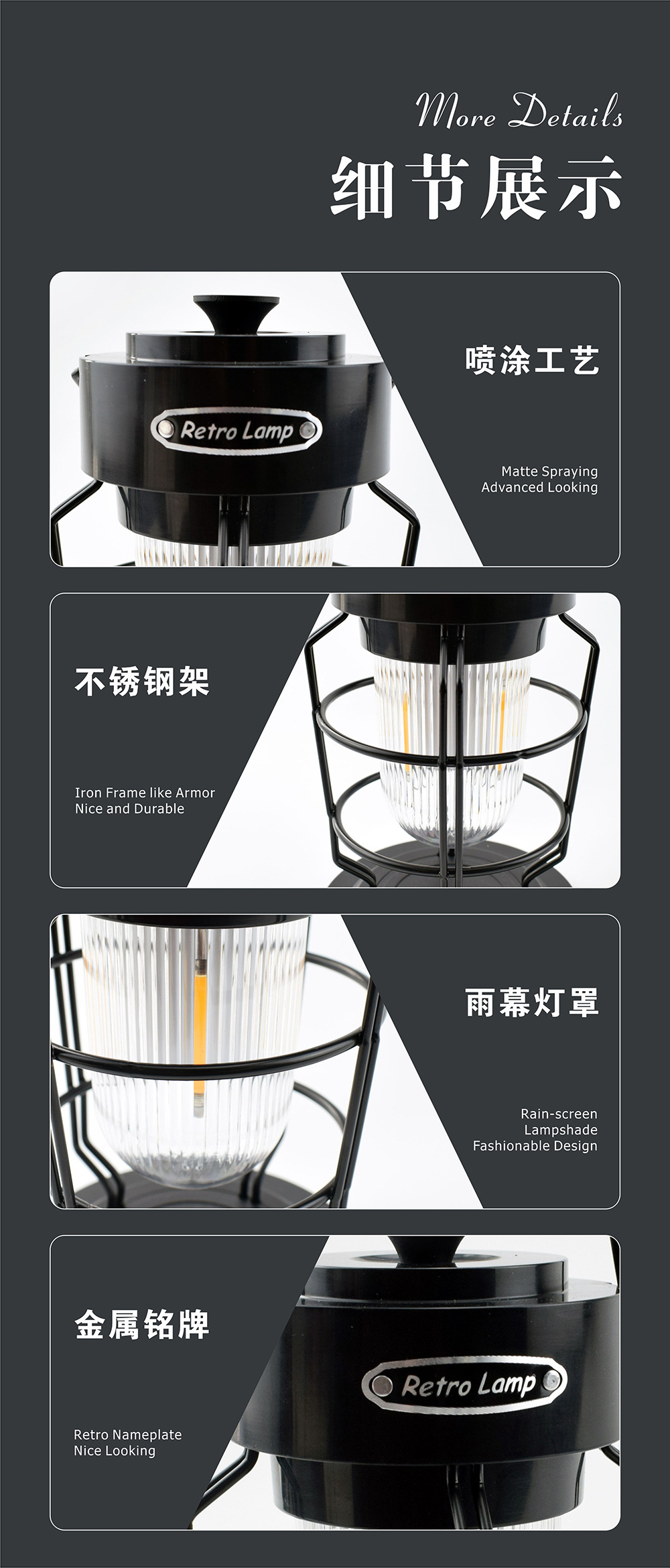 Outdoor camping lamps, new camping lamps, tent lamps, rechargeable retro horse lamps, portable camp lamps, Douyin cross-border bestsellers pic 20