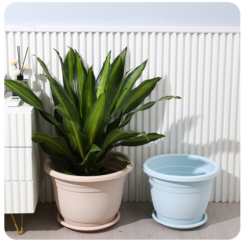 新款马卡龙pp树脂花盆控根深大号塑料仿陶瓷绿萝加仑盆北欧简约盆详情20