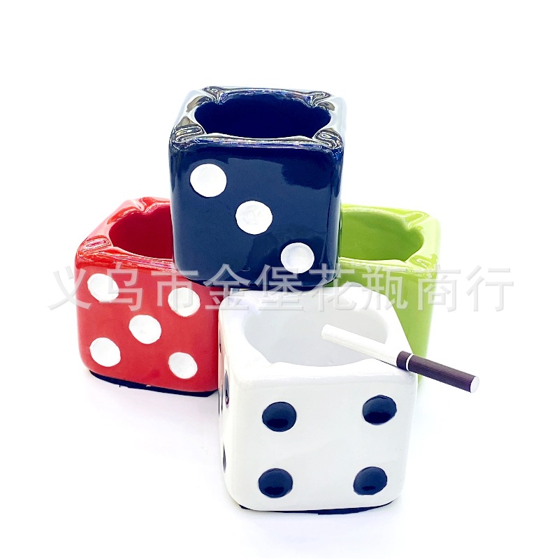 清吧KTV骰 子烟灰缸宾馆陶瓷酒吧网咖网吧酒馆四方形骰 子金堡花瓶 详情11