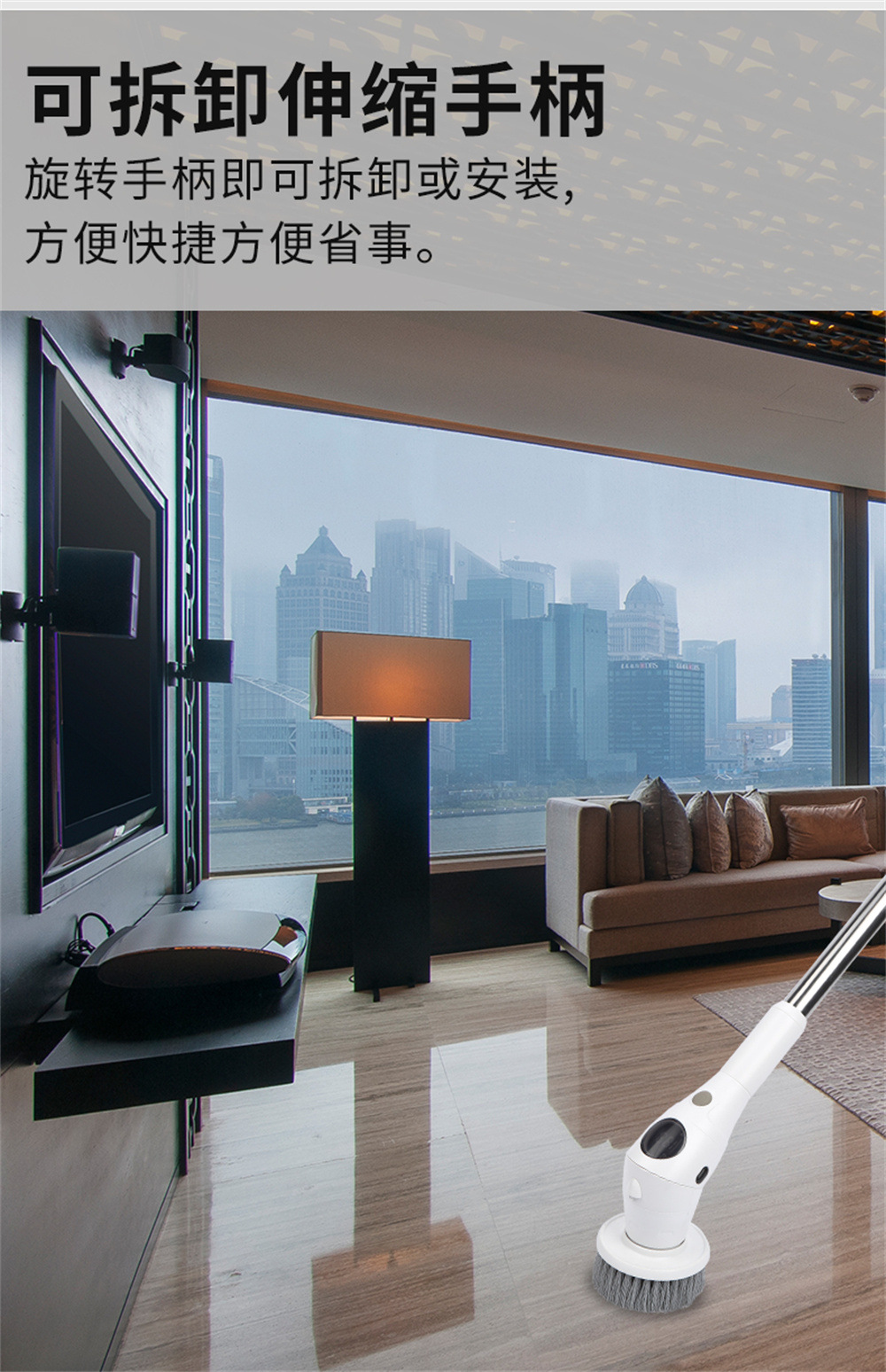 The new electric cleaning brush features an 8-in-1 display screen, three-position rotatable night light, and is a multi-functional waterproof wireless cleaning brush pic 8
