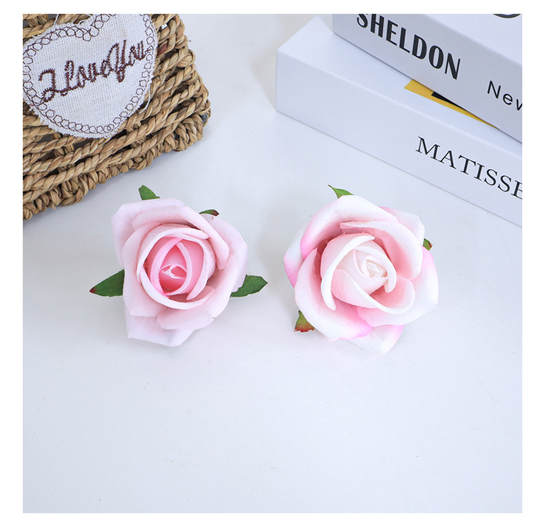 批发5cm绒布玫瑰花蕾仿真花 新娘手腕花DIY婚庆手捧蛋糕装饰花头详情24