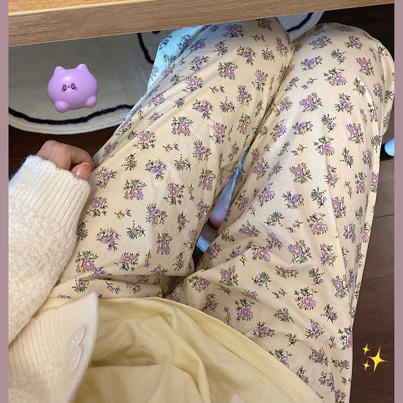 遛弯裤卡通睡裤女春秋新款居家可爱印花宽松休闲夏季空调防蚊长裤详情32