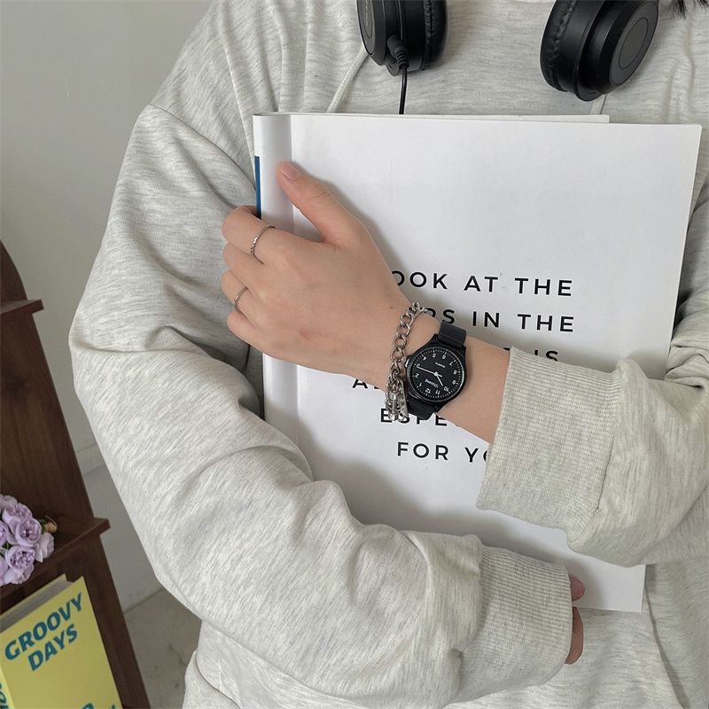 考试专用手表女高中学生指针式上课看时间青春校园验控显白奶茶色详情29